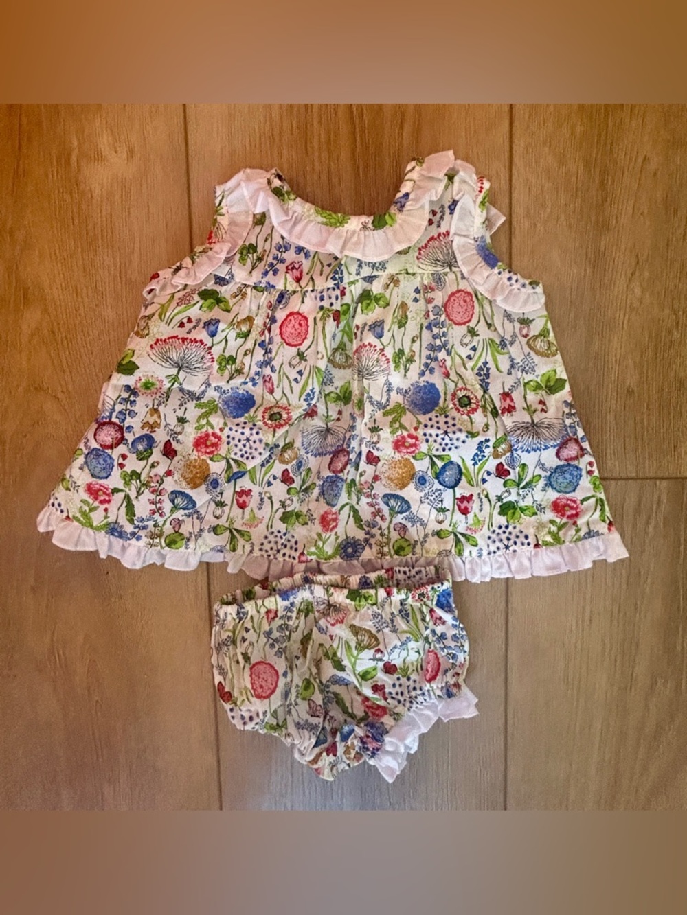 Bella Bliss Floral Ruffle Baby Dress and Bloomers - Multicolor